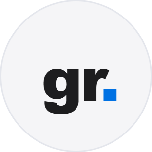 Logotipo de Guilherme Risson: as letras g e r em minúsculas, seguidas de um ponto quadrado azul.